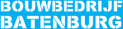 Logo bouwbedrijf wit op blauw